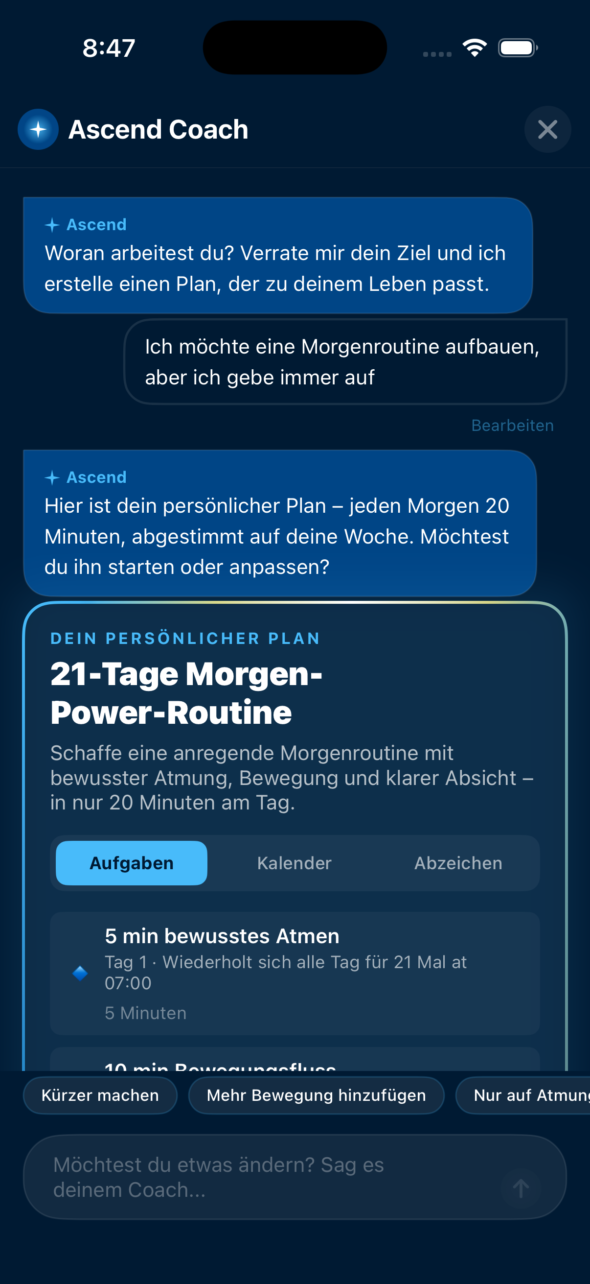 Chat mit dem Ascend KI-Coach