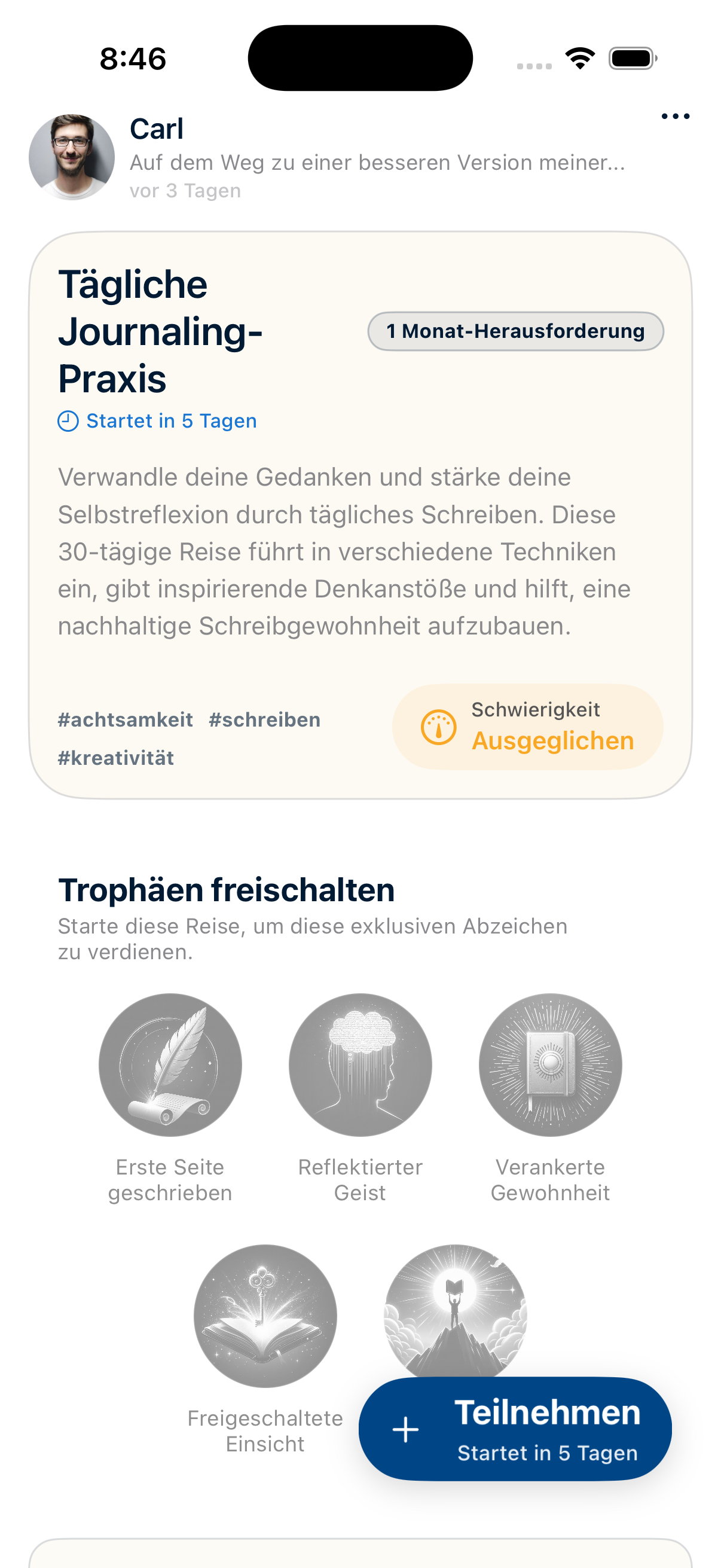 Screenshot von Community-Challenges