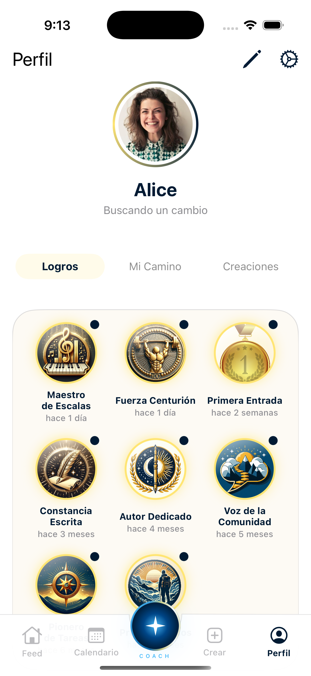 Captura de pantalla del perfil